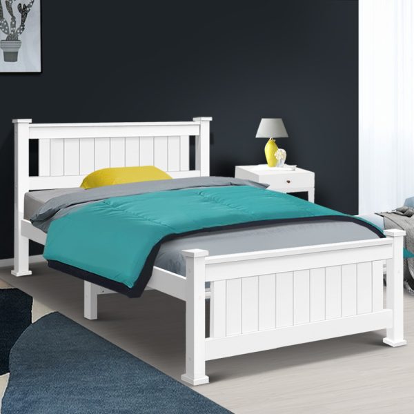 King Single Wooden Bed Frame – White