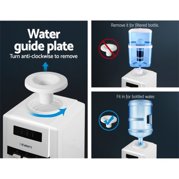 22L Bench Top Water Cooler Dispenser Purifier Hot Cold Three Tap with 2 Replacement Filters