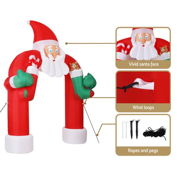 Christmas Inflatable Santa Archway 2.3M Outdoor Decorations Lights