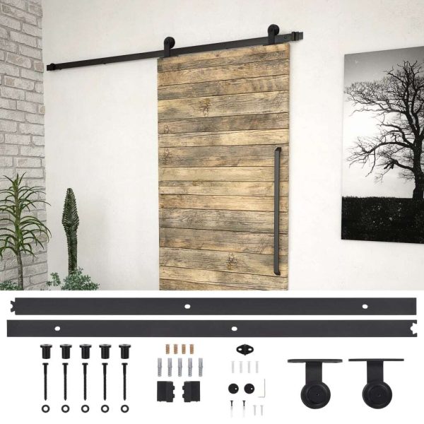 Sliding Door Hardware Kit 200 cm Steel Black