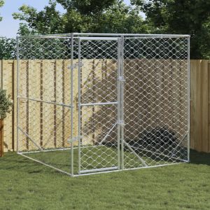 Outdoor Dog Kennel Silver 2x2x2 m Galvanised Steel