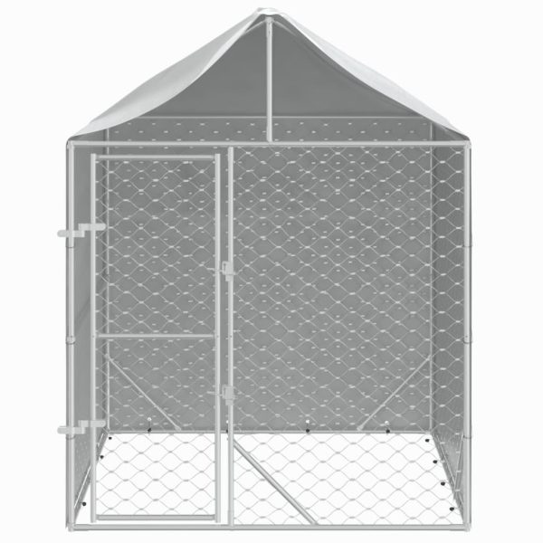 Outdoor Dog Kennel with Roof Silver 2x2x2.5 m Galvanised Steel