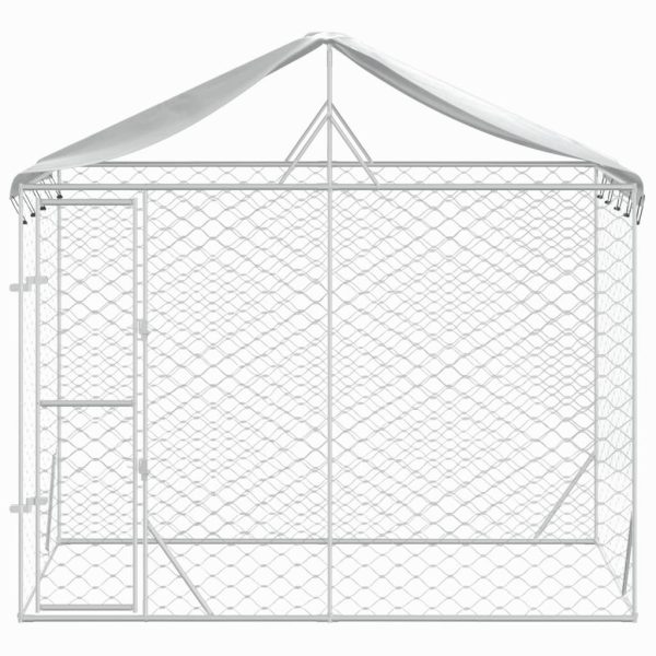 Outdoor Dog Kennel with Roof Silver 3×1.5×2.5 m Galvanised Steel