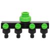 4-Way Tap Adaptor Green and Black 19.5x6x11 cm ABS & PP