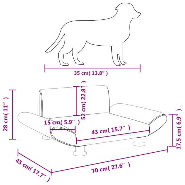 Dog Bed Light Grey 70x45x28 cm Fabric
