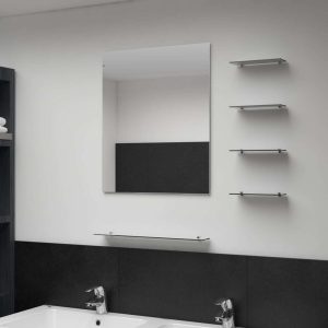 Wall Mirror with Shelf Tempered Glass