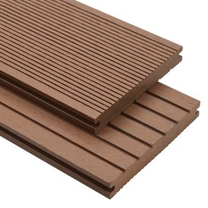 WPC Solid Decking Boards with Accessories 2.2 m Light Brown