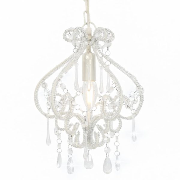 Ceiling Lamp with Beads White Round E14