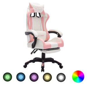 Racing Chair with RGB LED Lights Faux Leather