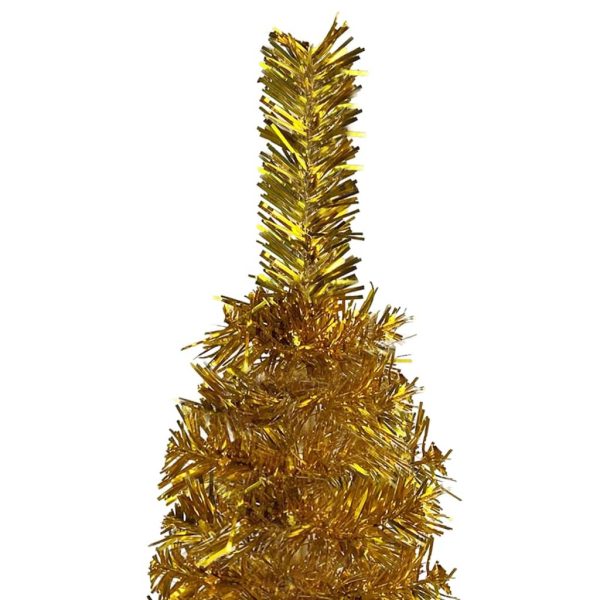 Slim Christmas Tree with LEDs Gold 150 cm