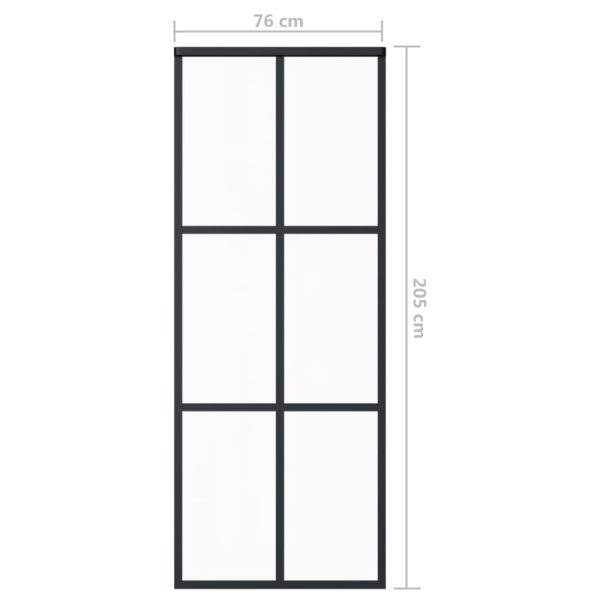 Sliding Door with Hardware Set ESG Glass&Aluminium 76×205 cm