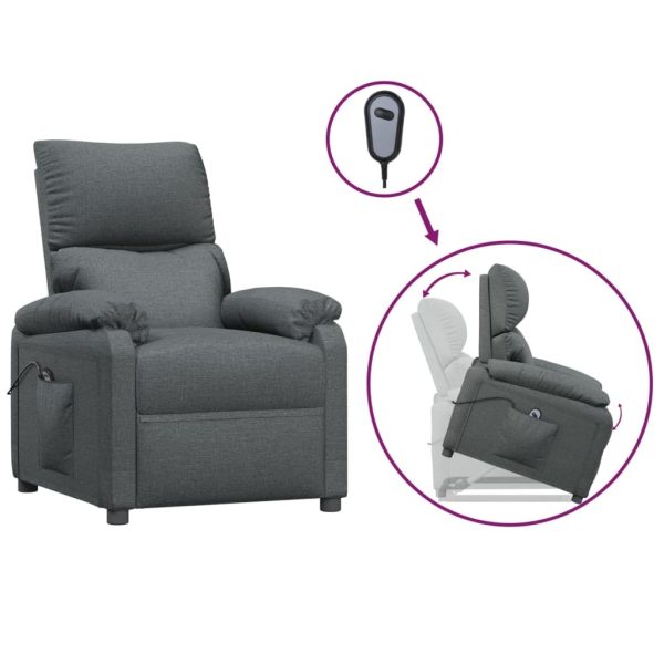 Stand up Recliner Chair Dark Grey Fabric