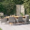 9 Piece Garden Dining Set with Cushions Grey