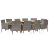 11 Piece Garden Dining Set with Cushions Grey