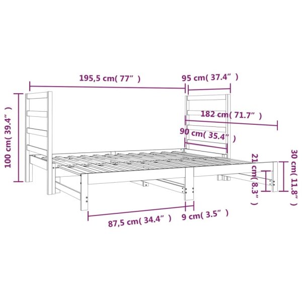 Steubenville Day Bed 2x(90×190) cm Solid Wood Pine