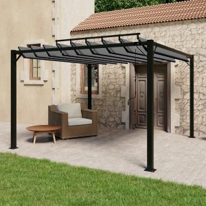 Gazebo with Louvered Roof Fabric and Aluminium