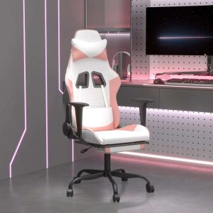 Gaming Chair with Footrest Faux Leather
