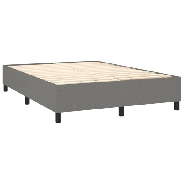 Box Spring Bed with Mattress Dark Grey 137×190 cm Double Fabric