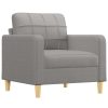 Coventry Sofa Chair with Footstool Light Grey 60 cm Fabric