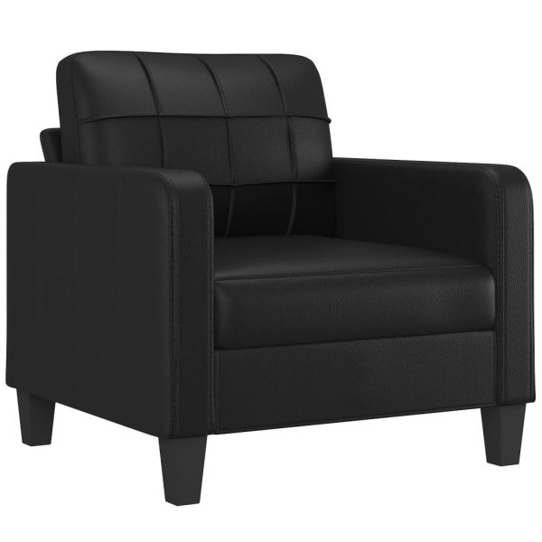 Sandleton Sofa Chair with Footstool Black 60 cm Faux Leather