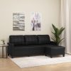 Sandleton 3-Seater Sofa with Footstool Black 180 cm Faux Leather