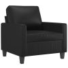 Fairmont Sofa Chair with Footstool Black 60 cm Faux Leather