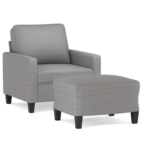 Saginaw Sofa Chair with Footstool Light Grey 60 cm Fabric