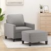 Saginaw Sofa Chair with Footstool Light Grey 60 cm Fabric