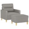 Highlands Sofa Chair with Footstool Light Grey 60 cm Fabric