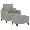 Evington Sofa Chair with Footstool Light Grey 60 cm Fabric