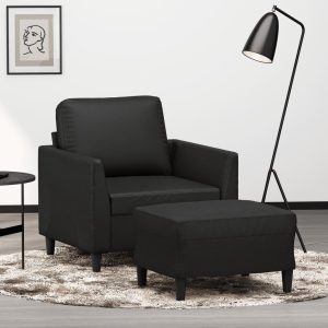 Shakopee Sofa Chair with Footstool Faux Leather