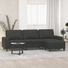 Dominguez 3-Seater Sofa with Footstool Dark Grey 210 cm Microfibre Fabric