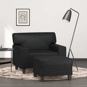 Southington Sofa Chair with Footstool Faux Leather