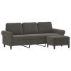 Scunthorpe 3-Seater Sofa with Footstool Dark Grey 180 cm Velvet