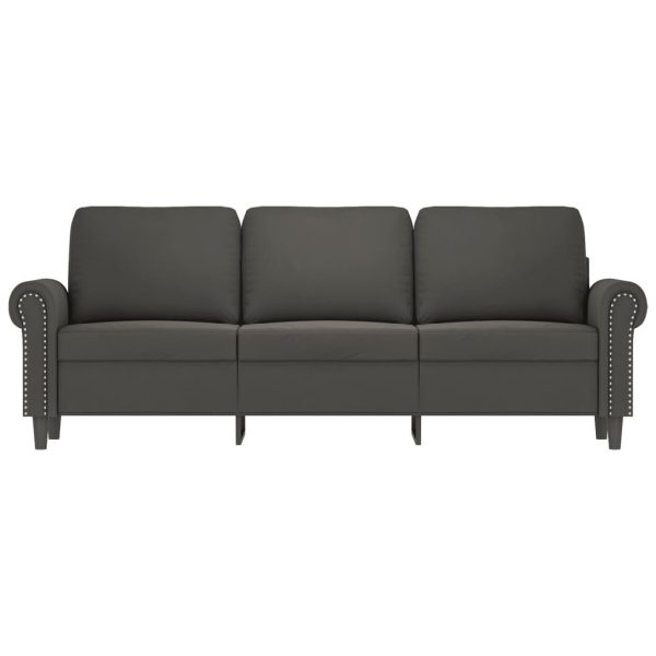 Scunthorpe 3-Seater Sofa with Footstool Dark Grey 180 cm Velvet