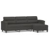 Prescot 3-Seater Sofa with Footstool Dark Grey 210 cm Microfibre Fabric
