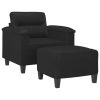 Dorridge Sofa Chair with Footstool Black 60 cm Faux Leather