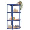4-Layer Shelves 2 pcs Blue Steel&Engineered Wood
