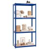 4-Layer Shelves 4 pcs Blue Steel&Engineered Wood