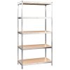 5-Layer Heavy-duty Shelves 2 pcs Silver Steel&Engineered Wood