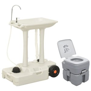 Portable Camping Toilet and Handwash Stand Set