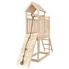 Playhouse with Climbing Wall Solid Wood Pine