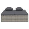 Convertible Sun Bed with Cushions Poly Rattan Dark Grey