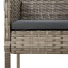5 Piece Garden Dining Set with Cushions Black and Grey Poly Rattan