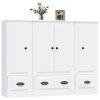 Highboards 3 pcs White Engineered Wood