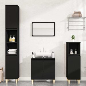 3 Piece Bathroom Furniture Set Engineered Wood