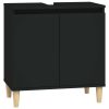 3 Piece Bathroom Furniture Set Black Engineered Wood