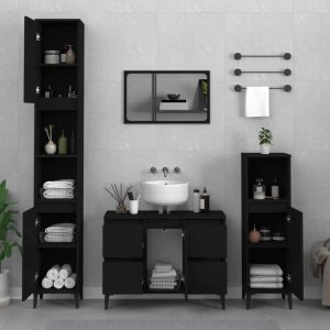 3 Piece Bathroom Furniture Set Engineered Wood