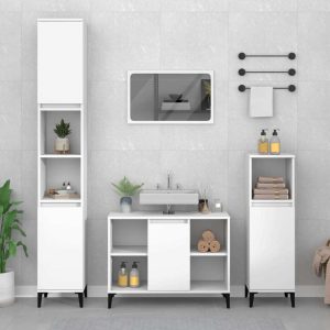3 Piece Bathroom Furniture Set Engineered Wood
