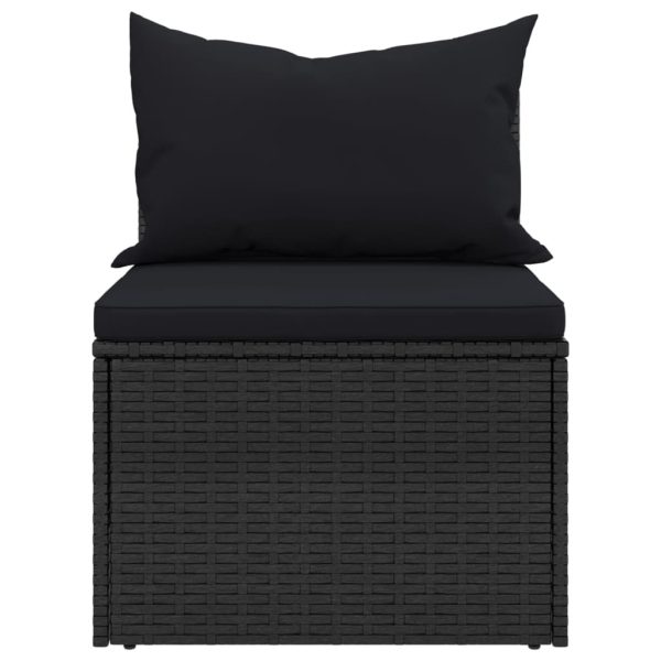4 Piece Garden Sofa Set with Cushions Black Poly Rattan